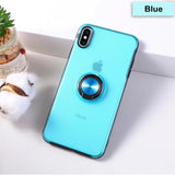 Ultra Thin Transparent Phone Case For iPhone XS MAX XR X 8 7 6 6S Plus Car Magnetic Cases Finger Ring Holder Cover Coque