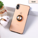 Ultra Thin Transparent Phone Case For iPhone XS MAX XR X 8 7 6 6S Plus Car Magnetic Cases Finger Ring Holder Cover Coque