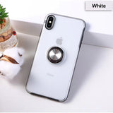 Ultra Thin Transparent Phone Case For iPhone XS MAX XR X 8 7 6 6S Plus Car Magnetic Cases Finger Ring Holder Cover Coque