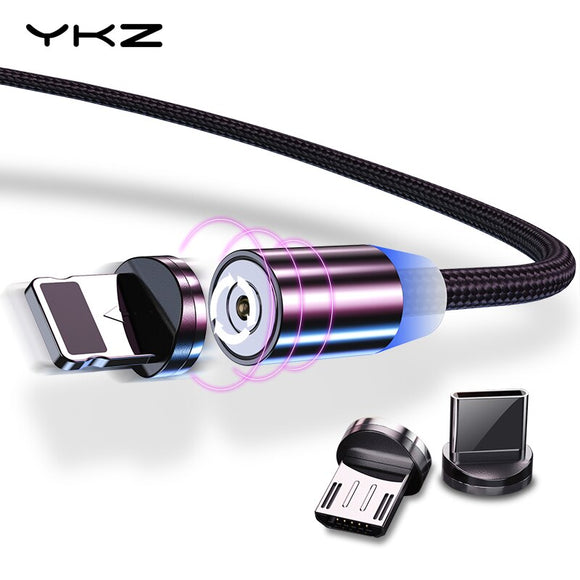 Ykz cabo magnético micro cabo usb para iphone samsung tipo c carga magnética cabo usb micro usb c ímã telefone cabo de iluminação