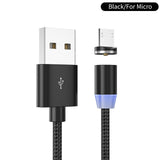 Ykz cabo magnético micro cabo usb para iphone samsung tipo c carga magnética cabo usb micro usb c ímã telefone cabo de iluminação