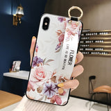 Rose Flowers Wrist Strap phone Cases For iphone 12 11 pro MAX X XR XS MAX 7 8 6 6s Plus Cover  Hand Band Cases Soft TPU Relief