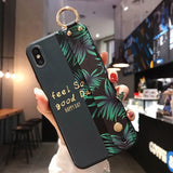 Rose Flowers Wrist Strap phone Cases For iphone 12 11 pro MAX X XR XS MAX 7 8 6 6s Plus Cover  Hand Band Cases Soft TPU Relief