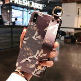 Rose Flowers Wrist Strap phone Cases For iphone 12 11 pro MAX X XR XS MAX 7 8 6 6s Plus Cover  Hand Band Cases Soft TPU Relief