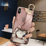 Rose Flowers Wrist Strap phone Cases For iphone 12 11 pro MAX X XR XS MAX 7 8 6 6s Plus Cover  Hand Band Cases Soft TPU Relief