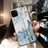 Rose Flowers Wrist Strap phone Cases For iphone 12 11 pro MAX X XR XS MAX 7 8 6 6s Plus Cover  Hand Band Cases Soft TPU Relief