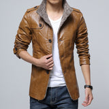 Plus Size M~6XL, 7XL, 8XL New Leather Jacket Men's Casual Fleece Warm Motorcycle Leather jacket Men's Slim PU Leather Jacket