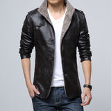 Plus Size M~6XL, 7XL, 8XL New Leather Jacket Men's Casual Fleece Warm Motorcycle Leather jacket Men's Slim PU Leather Jacket