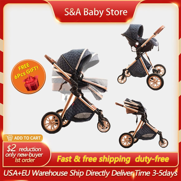 Fast Shipping Free Shipping Free Duty Baby Stroller High Landscape Carriage  New 3in1 Pram  on 2021