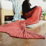 Cozy Cotton-Knit Mermaid Tail Blanket