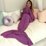 Cozy Cotton-Knit Mermaid Tail Blanket