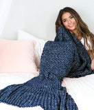 Cozy Cotton-Knit Mermaid Tail Blanket