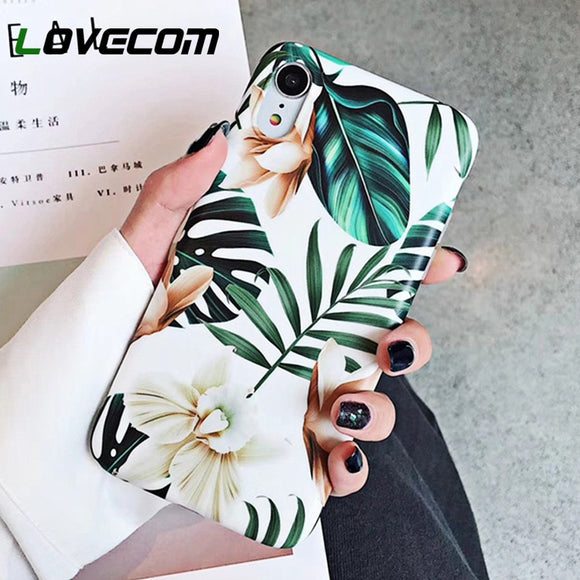 LOVECOM Art Flowers Banana Leaf Phone Case For iPhone XS Max XR 6 6S 7 8 Plus X Retro Style Flower Floral Soft Phone Back Cover